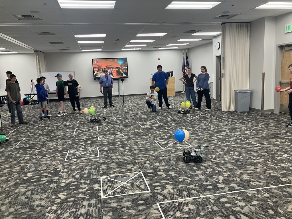 The 8th Grade Robotics class had an awesome time at the District competition on April 13th. Along with other Junior high robotics classes within the district, they were challenged to build a drivable robot that could pop the three balloons of the competition while keeping theirs safe. We took 3rd in the main, 1st and 2nd in design. Way to go Titans!!!