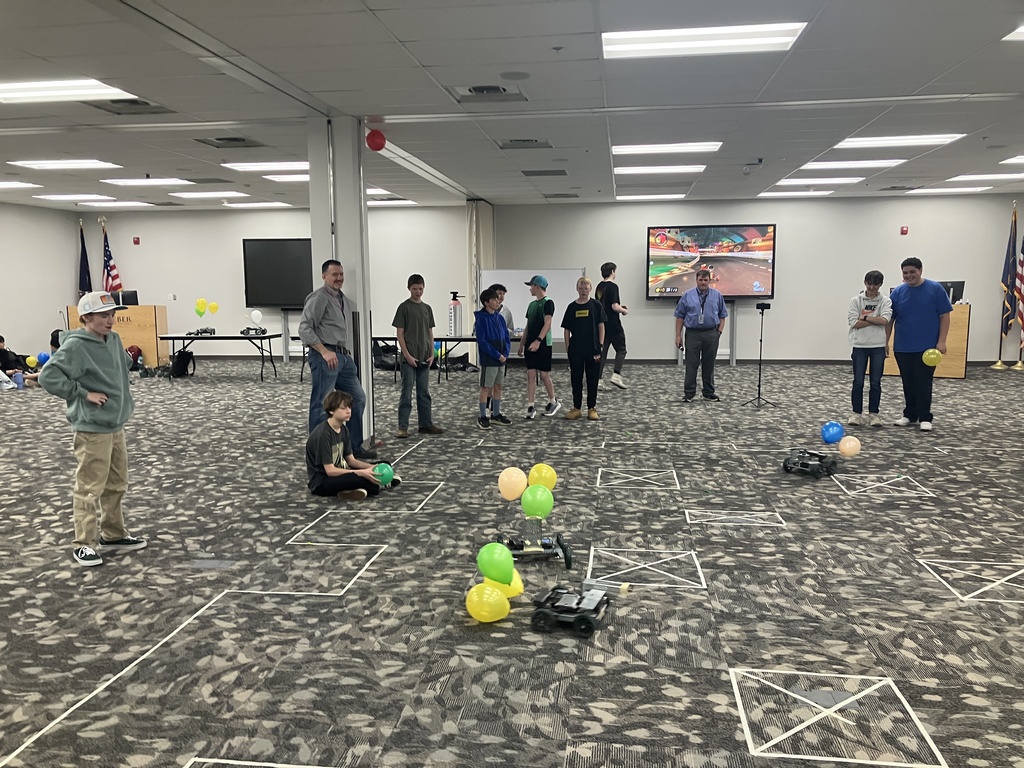 The 8th Grade Robotics class had an awesome time at the District competition on April 13th. Along with other Junior high robotics classes within the district, they were challenged to build a drivable robot that could pop the three balloons of the competition while keeping theirs safe. We took 3rd in the main, 1st and 2nd in design. Way to go Titans!!!