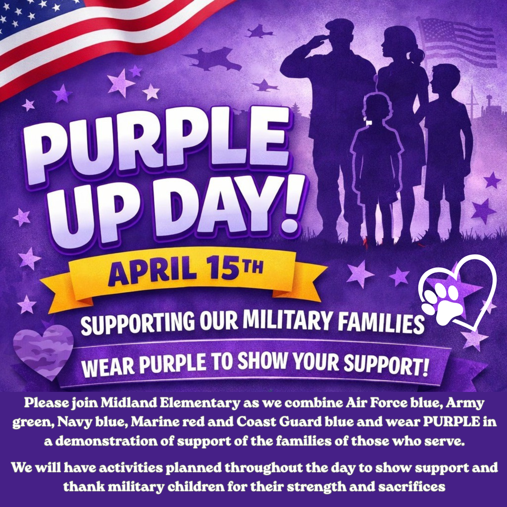 Purple Up Day April 15th - wear purple to support our military families