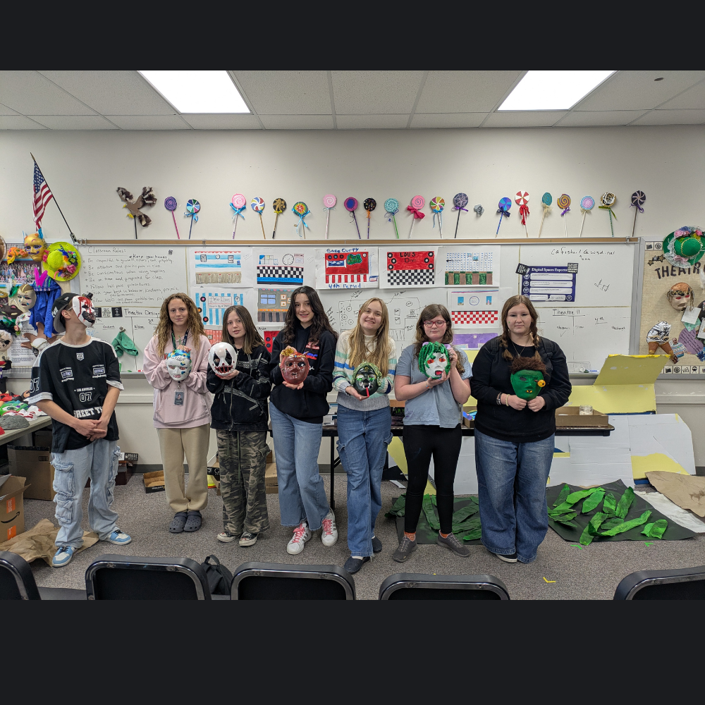Theatre design classes with monster mask project 