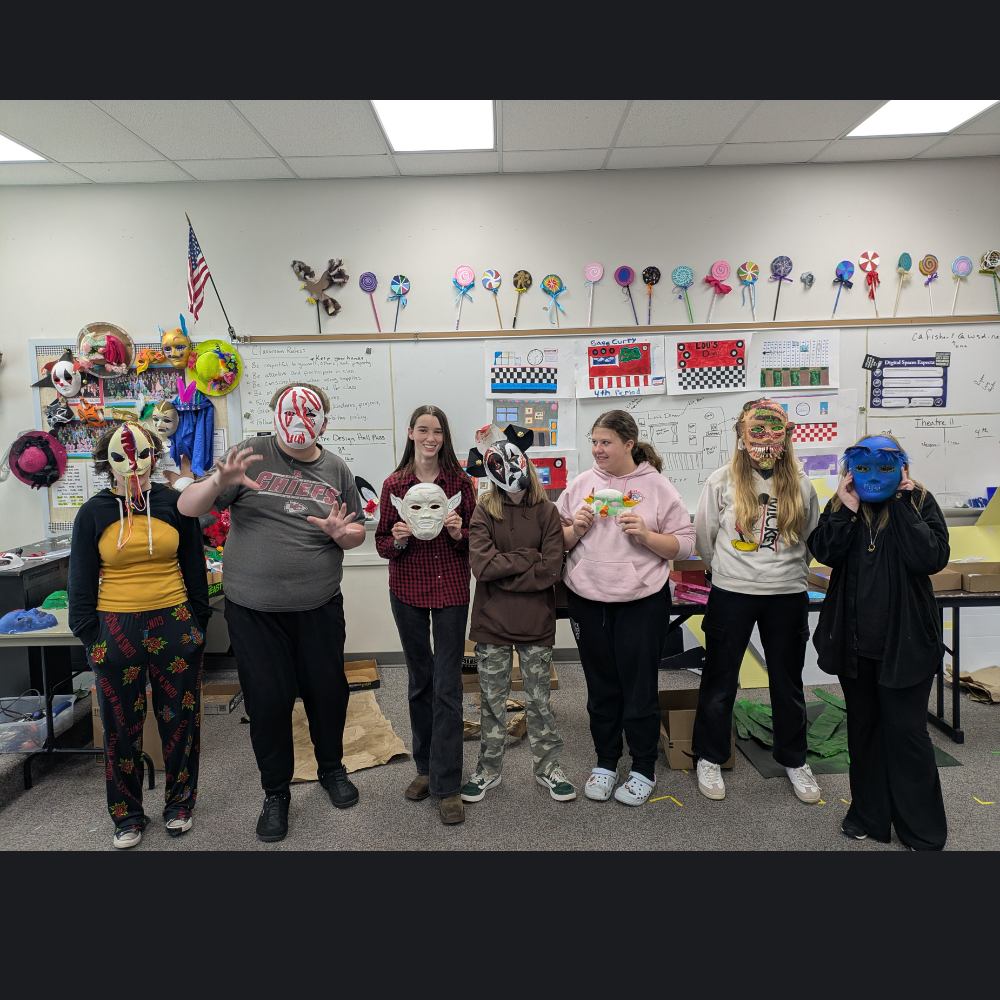 Theatre design classes with monster mask project 