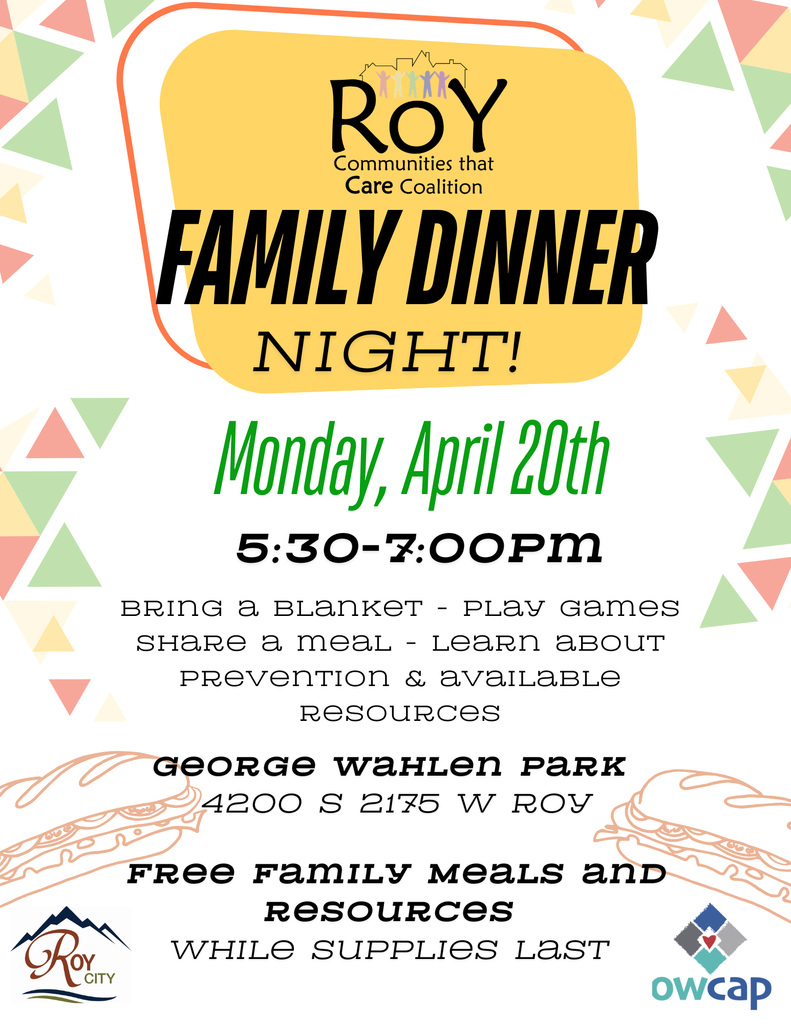 Roy family dinner night flyer with information
