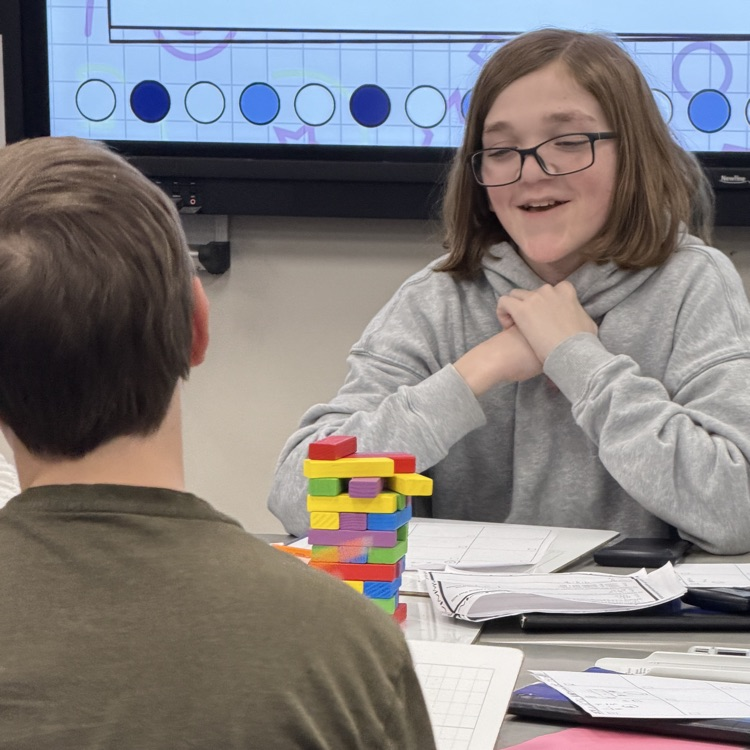 students playing Jenga