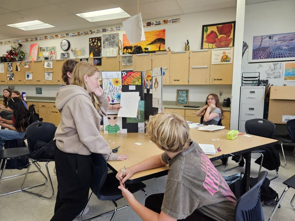 Kids getting ready for the art show.