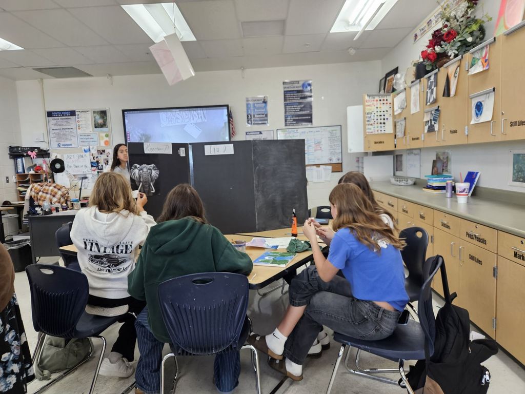 Kids getting ready for the art show.