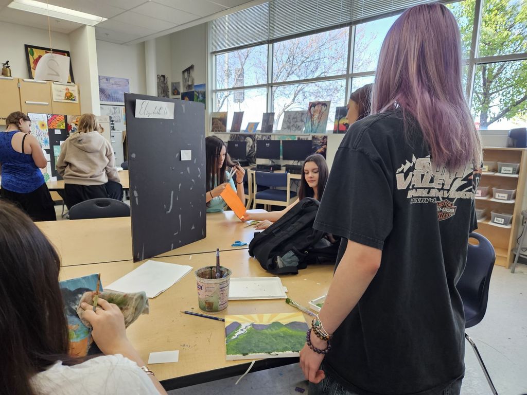 Kids getting ready for the art show.