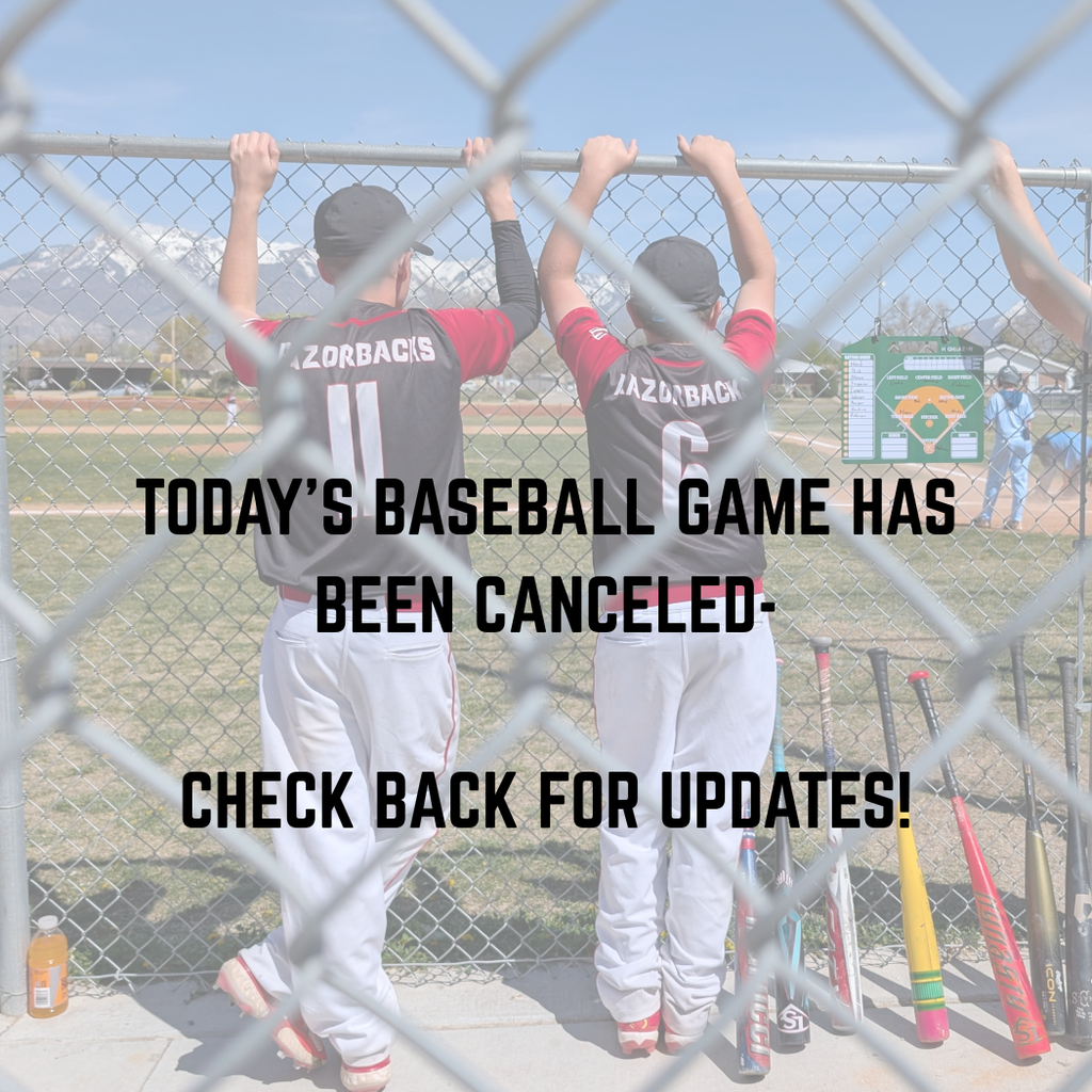 Photo of Roy Jr baseball players announcing that Today's baseball game has been canceled. Check back for updates. 