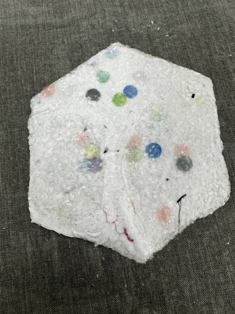 Ms. Fredrickson's Hexagon paper in white with confetti.