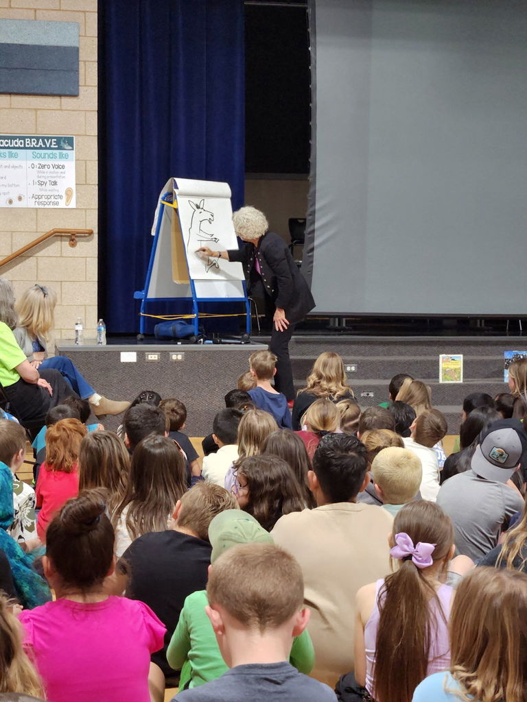 Author Ashley Wolff Presenting to students at Burch Creek Elementary. 