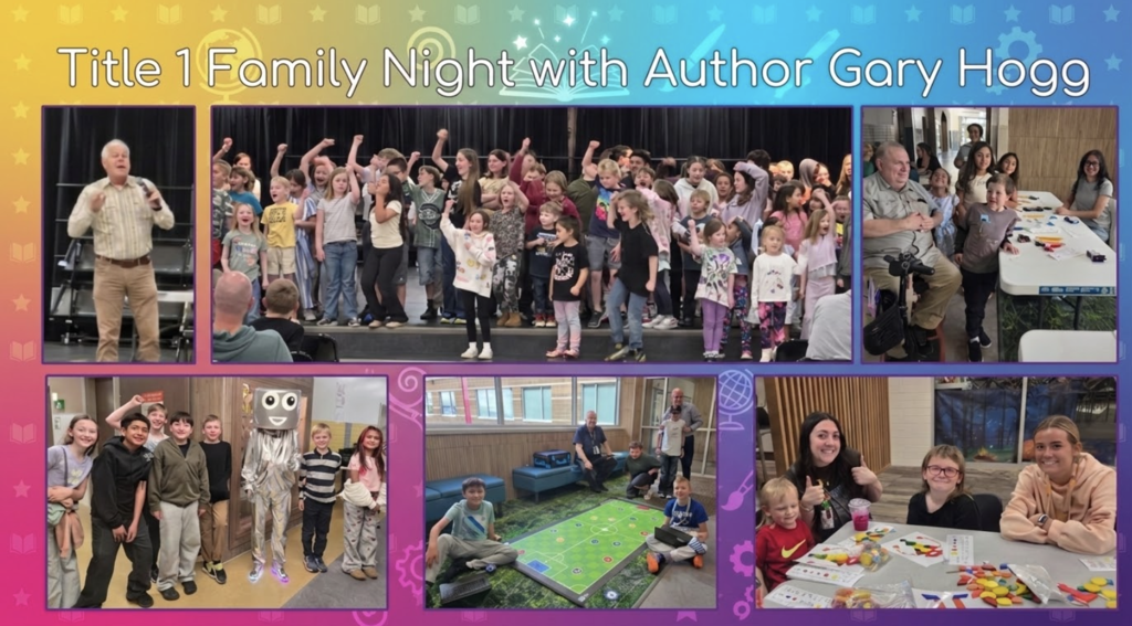 different activities at the title 1 family night with Author Gary Hogg