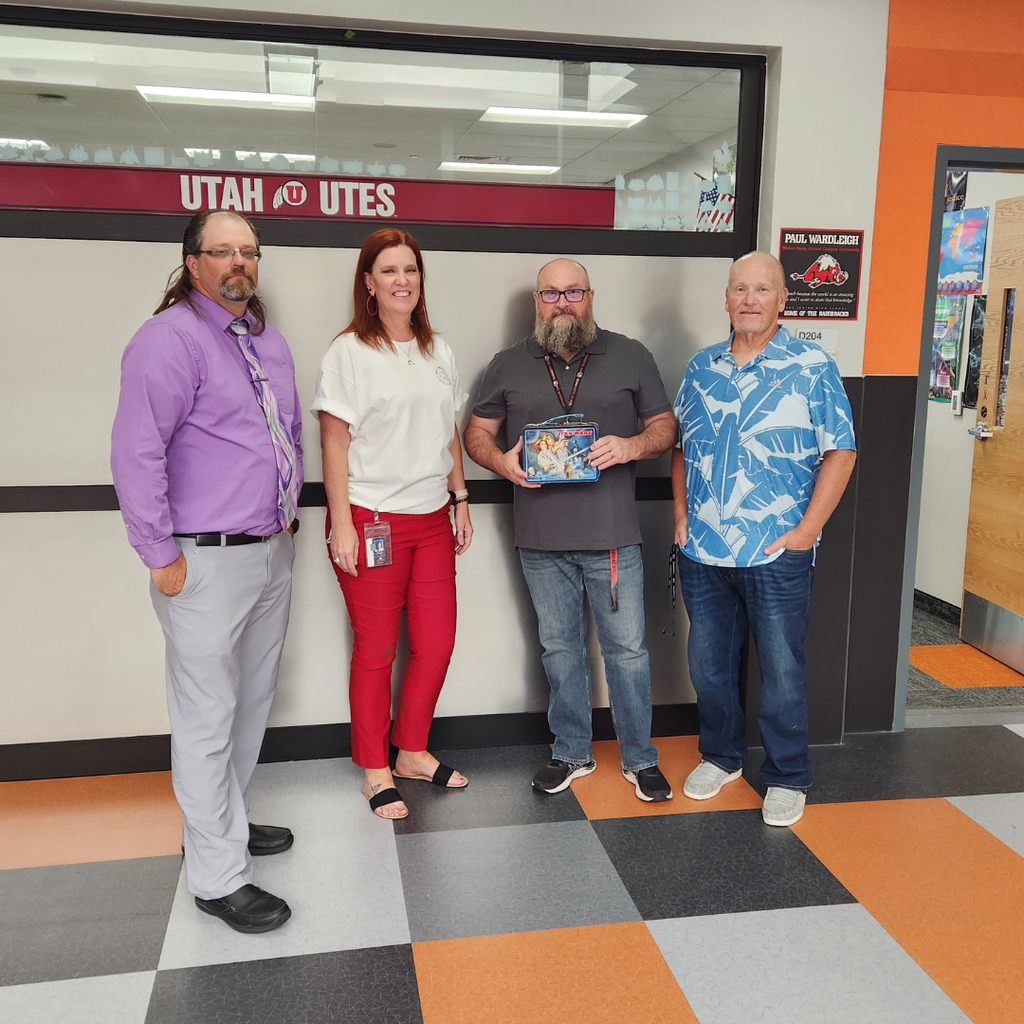 Photographs of Mr George at Roy Jr High to celebrate his retirement