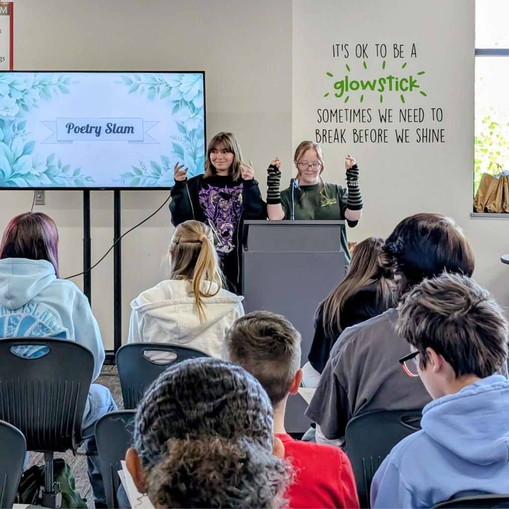 Photographs of Roy Jr High students participating in the annual Poetry Slam