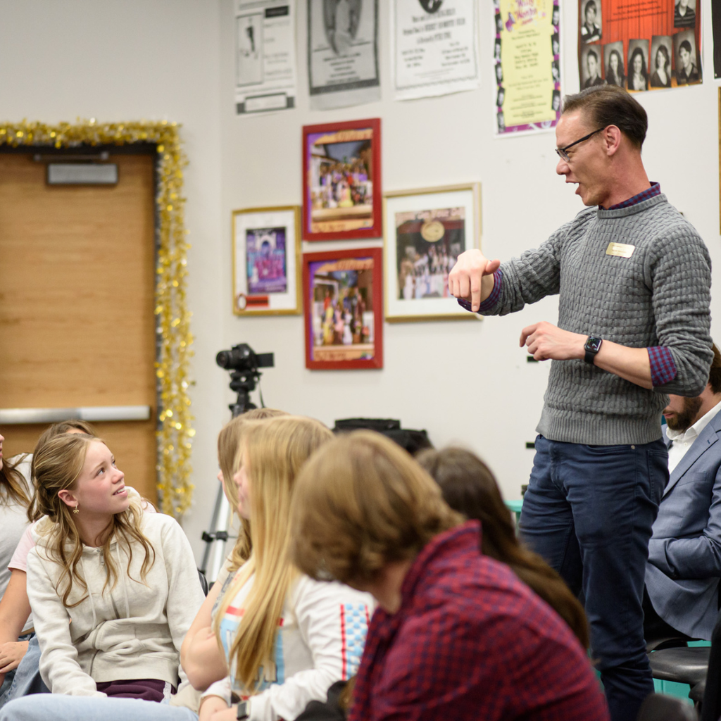 Photographs of Utah Resident Opera Artists from Opera Up Close performing at Roy Jr High.