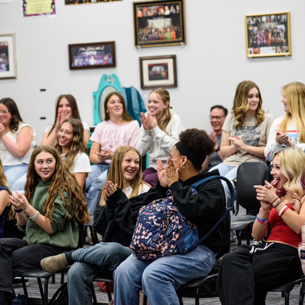 Photographs of Utah Resident Opera Artists from Opera Up Close performing at Roy Jr High.