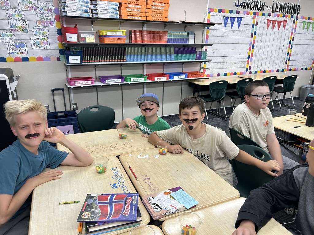 M day in 6th grade. Moustaches and Mike and Ikes.