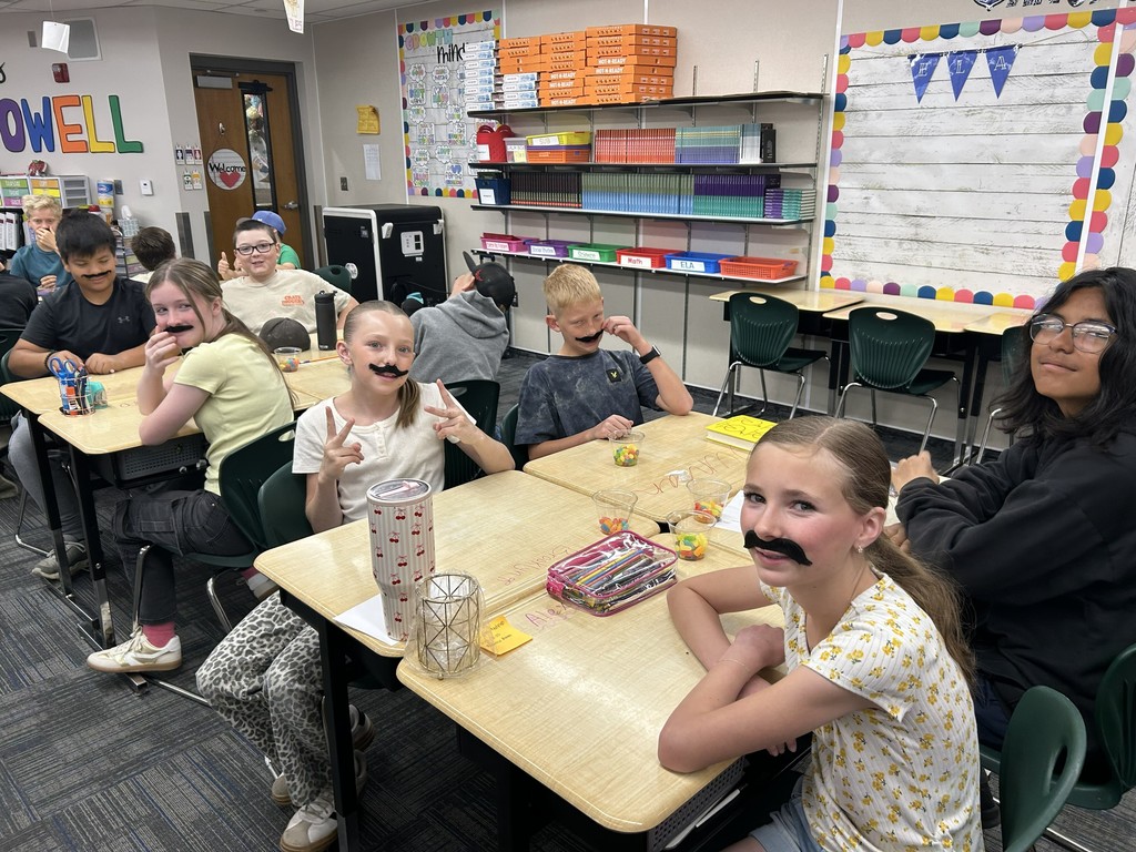 M day in 6th grade. Moustaches and Mike and Ikes.