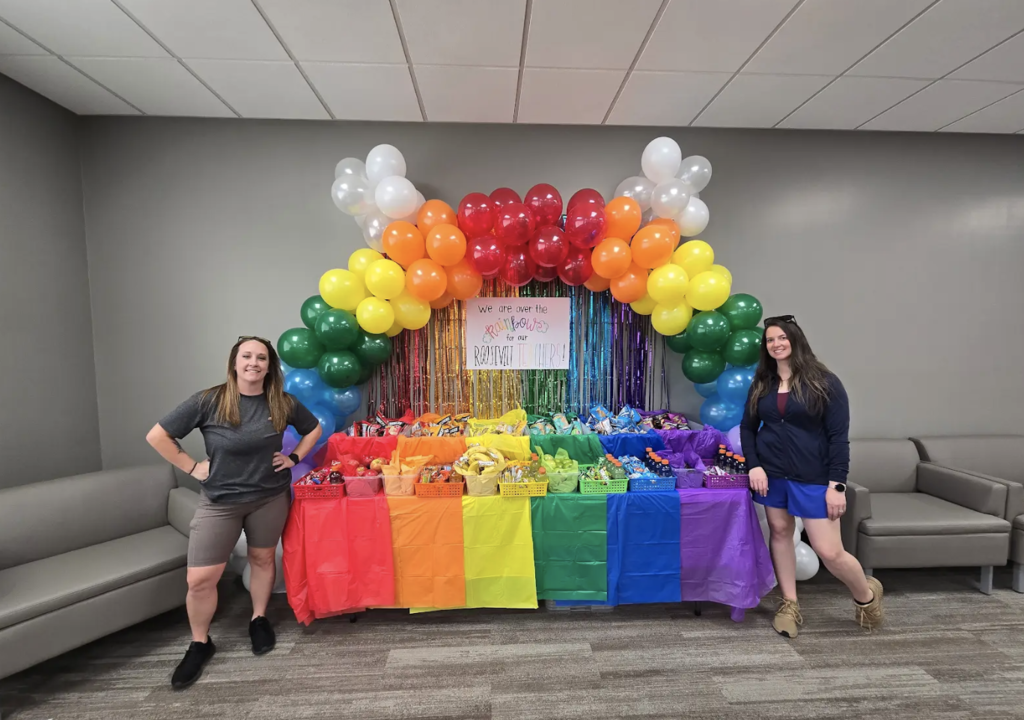 "We are over the rainbow" treat table for Roosevelt Staff