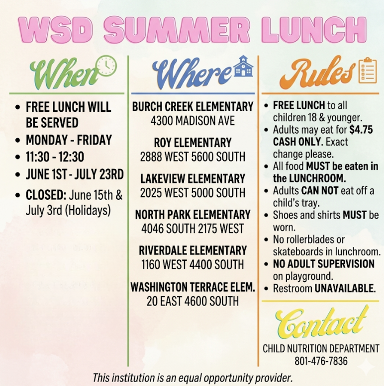 summer lunch schedule