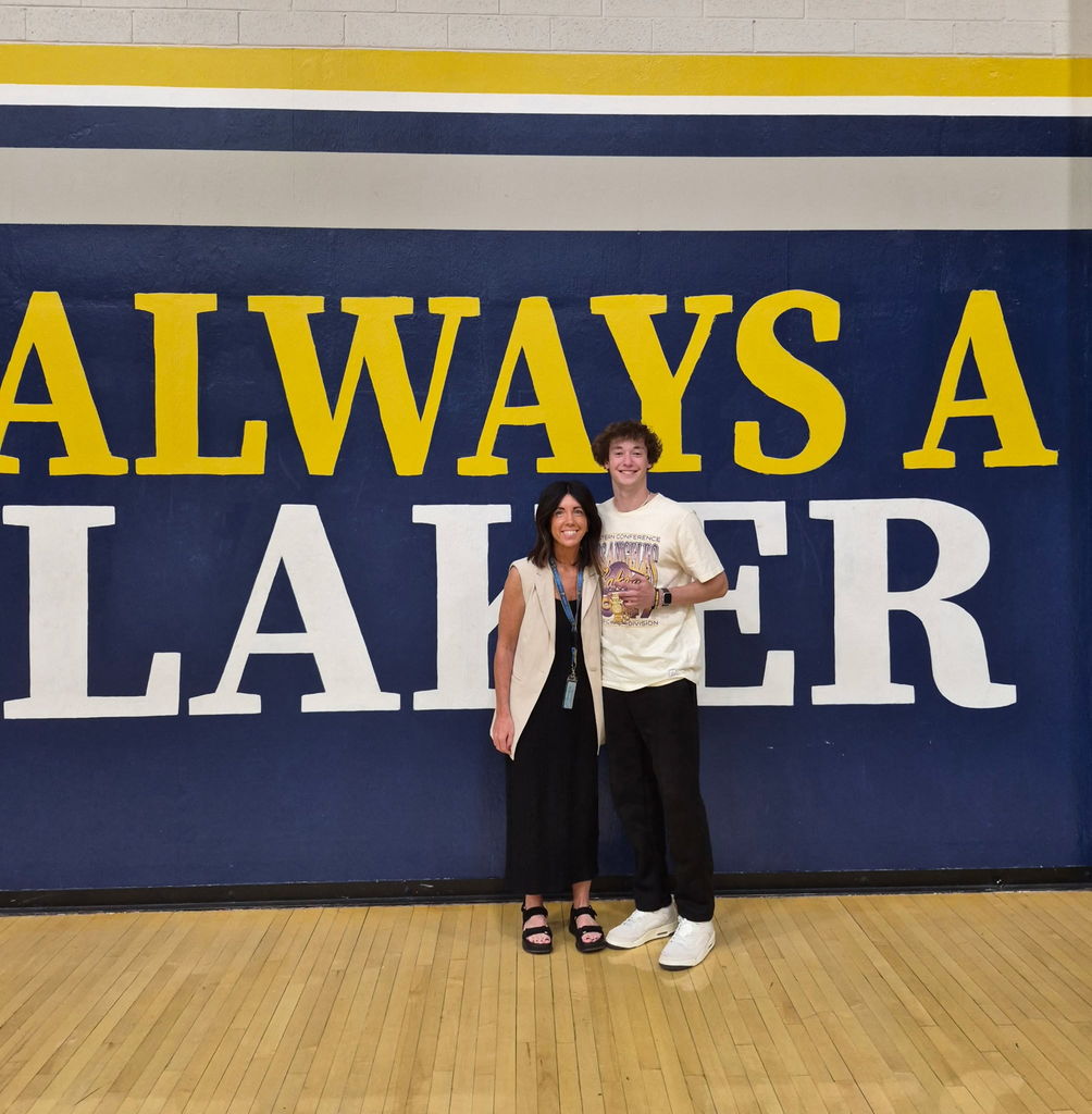 Davis Degroot pictured with Assistant Principal Cari Fredrickson