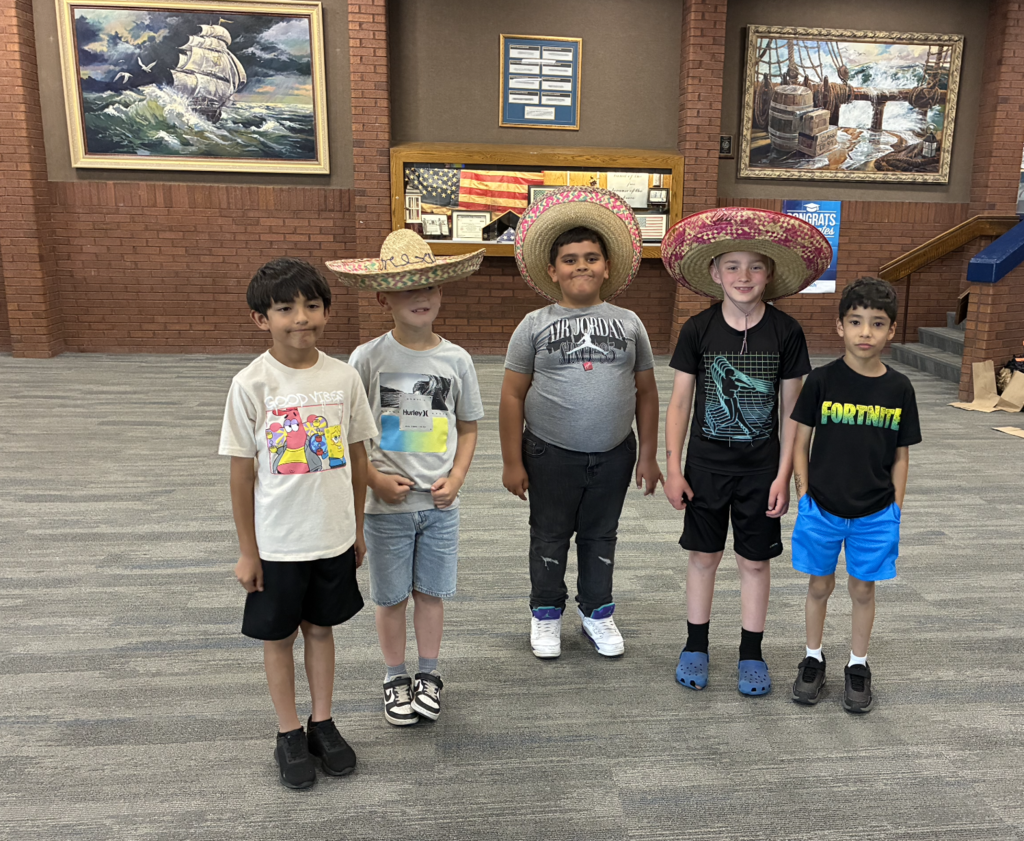 2nd grade boys wearing sombreros