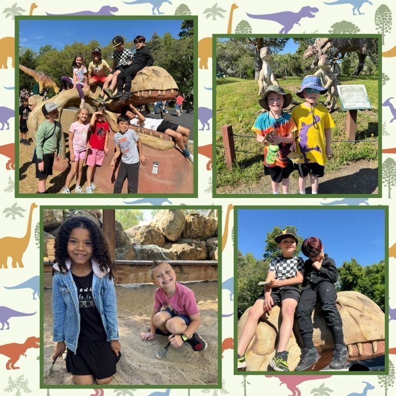 students exploring at the dinosaur park