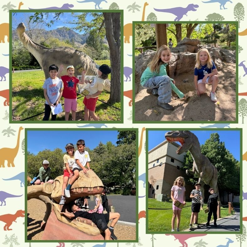 students exploring at the dinosaur park