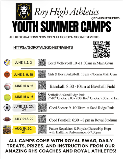 Roy HIgh Athletics Youth Summer Camps
