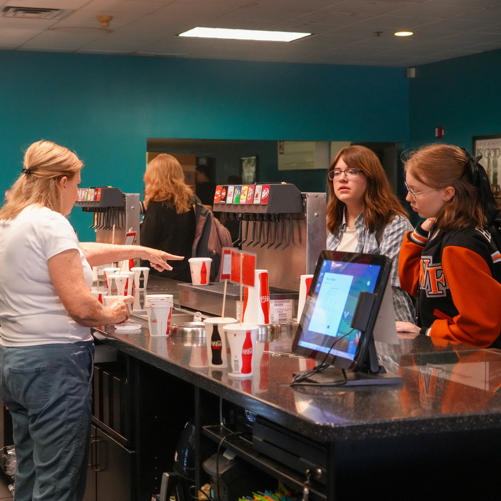 Students at the concessions