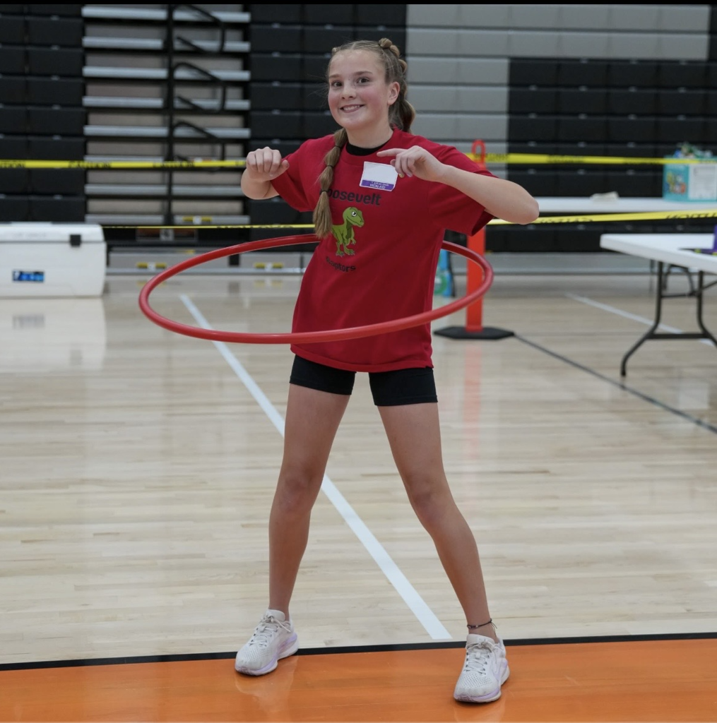 6th grade student during the hula hooping part of the event