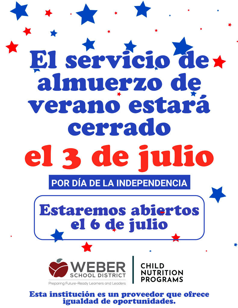 El Servivio de almuerzo de verano estara cerrado el 3 de julio