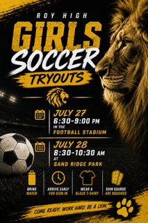 Girls Soccer Tryouts - July 27 & 28