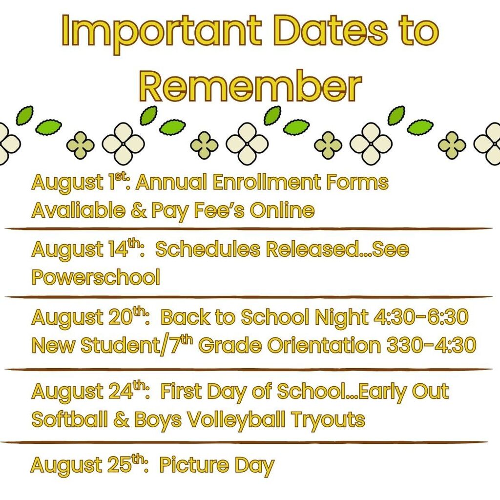 Important Dates August