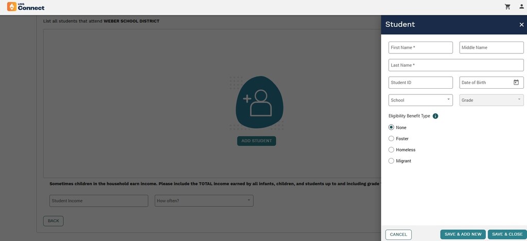 This screen shows adding your student 900 number 