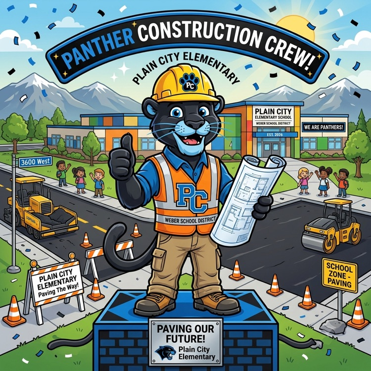 panther construction crew, paving our future, cartoon generated image of panther in construction outfit