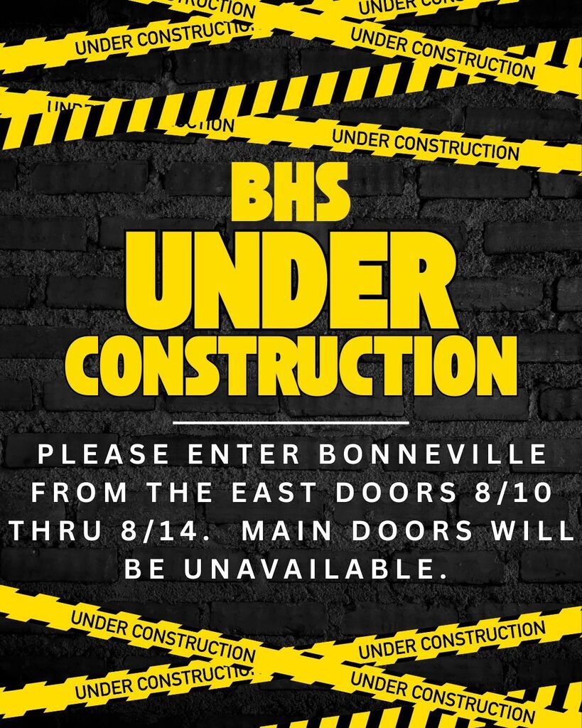 🚧 Important Building Access Update 🚧  Bonneville High School is getting a new roof! As construction begins, our main entrance will be unavailable next week.  If you are visiting Bonneville, please use the East Entrance or the Athletic Entrance to access the building.  Thank you for your patience and understanding as we make these exciting improvements to our school. We appreciate your cooperation and look forward to welcoming you through our alternate entrances.  💙💛 #LakerNation #BonnevilleProud