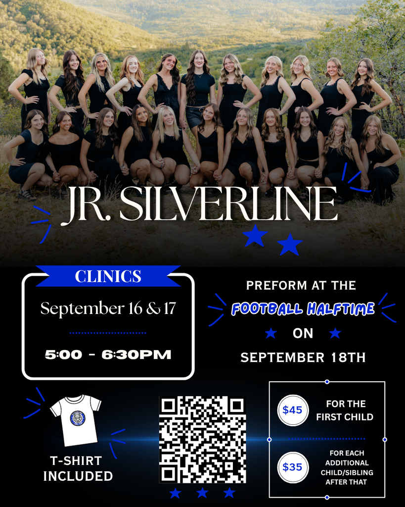 JR. SILVERLINE IS HERE!!!!! We are so excited for our upcoming Jr. Silverline clinics and halftime performance! All of the details are listed above, please reach out if you have any questions💙 we can’t wait to dance with all of you!!! ✨ This is for any dancer ages 3 and up! ✨ PLEASE make sure you complete both the payment registration and google doc to unsure you have signed up correctly! • Please complete both registrations by AUGUST 26th to guarantee you get a jr. Silverline T-shirt. If you do not complete the google form we can’t guarantee there will be a shirt for them in your preferred size. Hope to see you all there!! GO WOLVES
