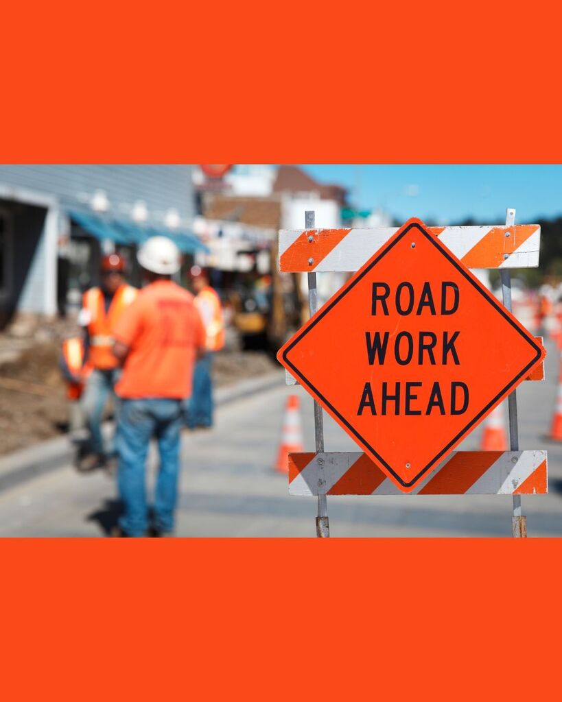 stock photo: road work ahead sign