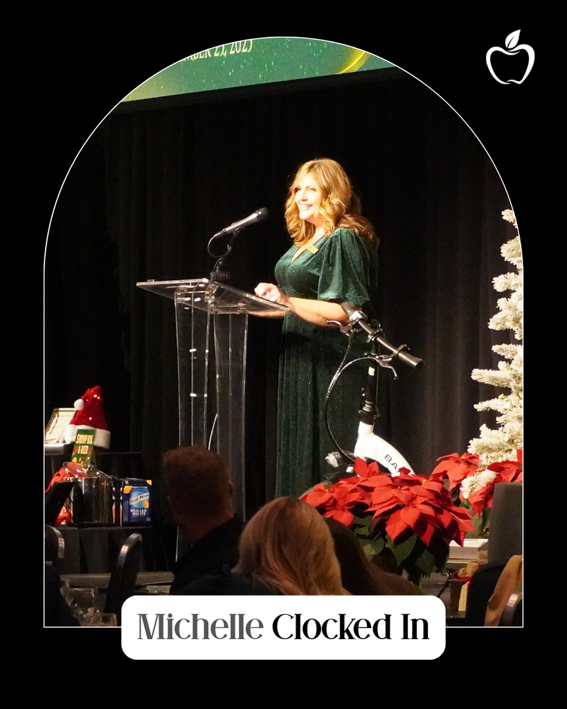 Michelle clocked in