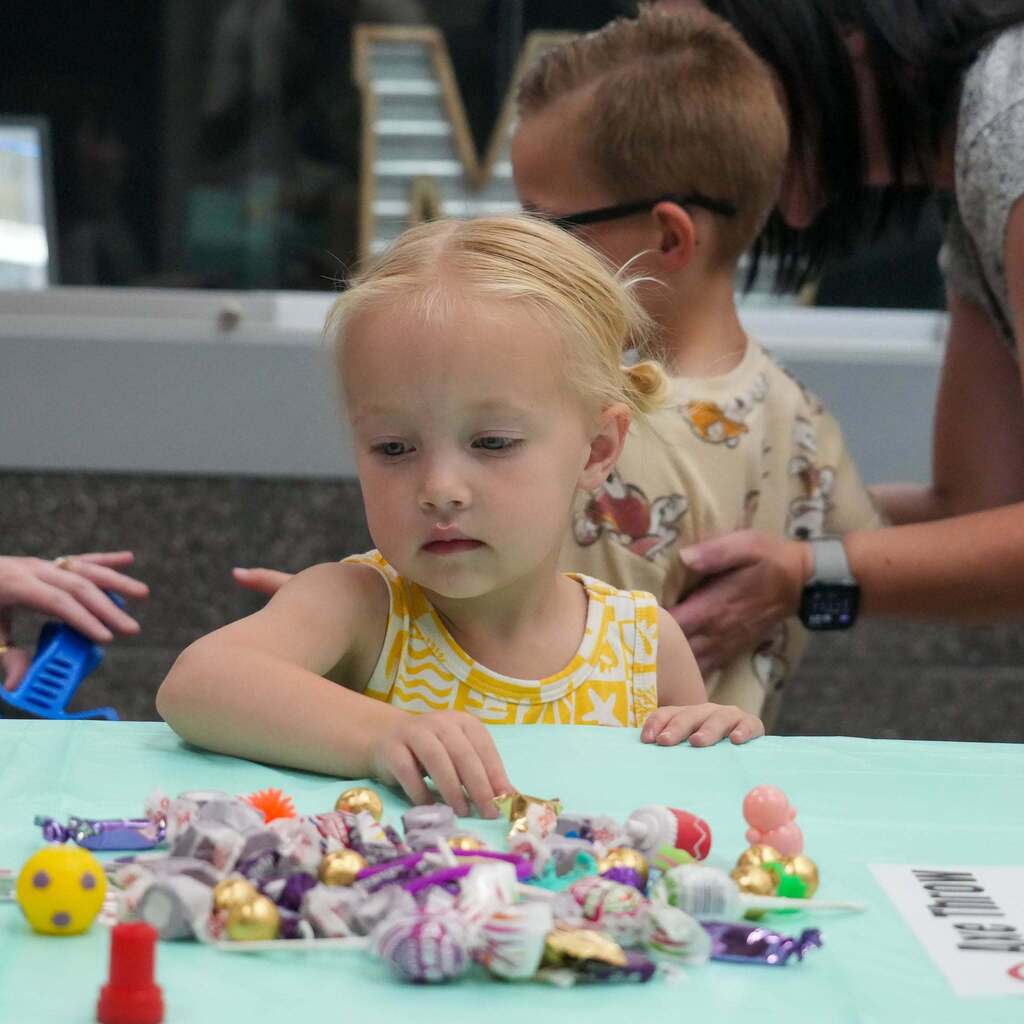 A child at the Back to School: Mission Ready Event.