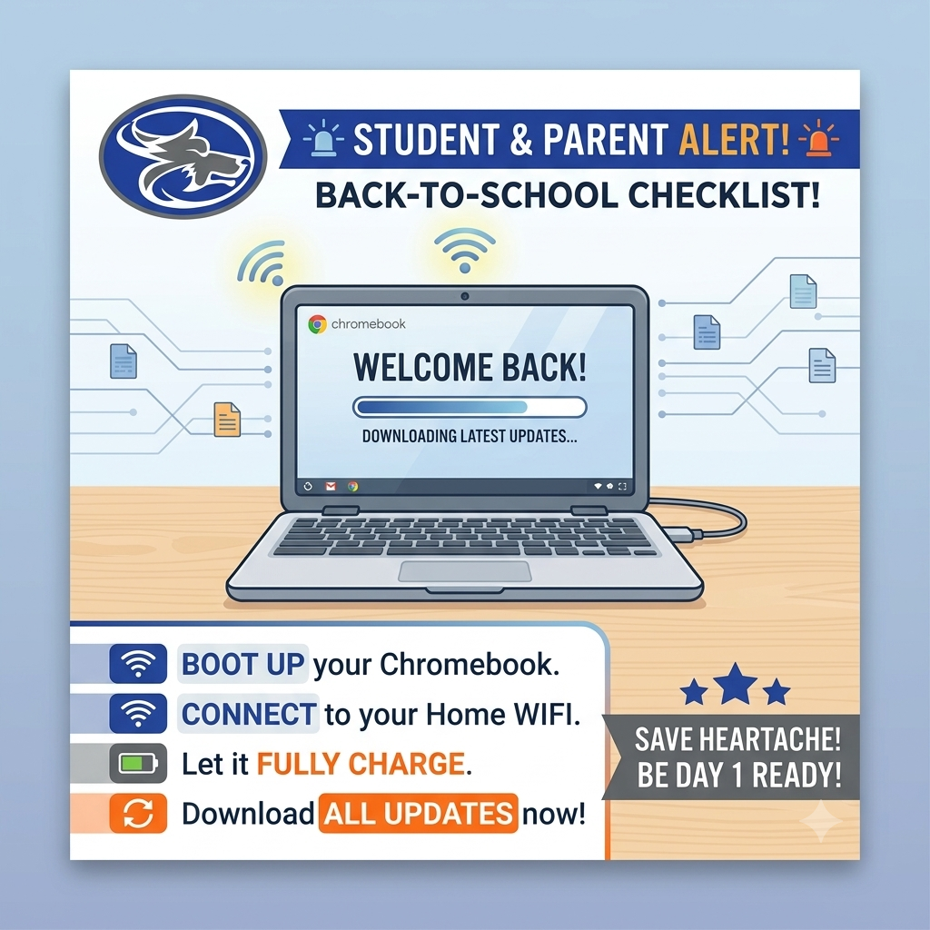 Boot up your chromebook and download updates before school starts.