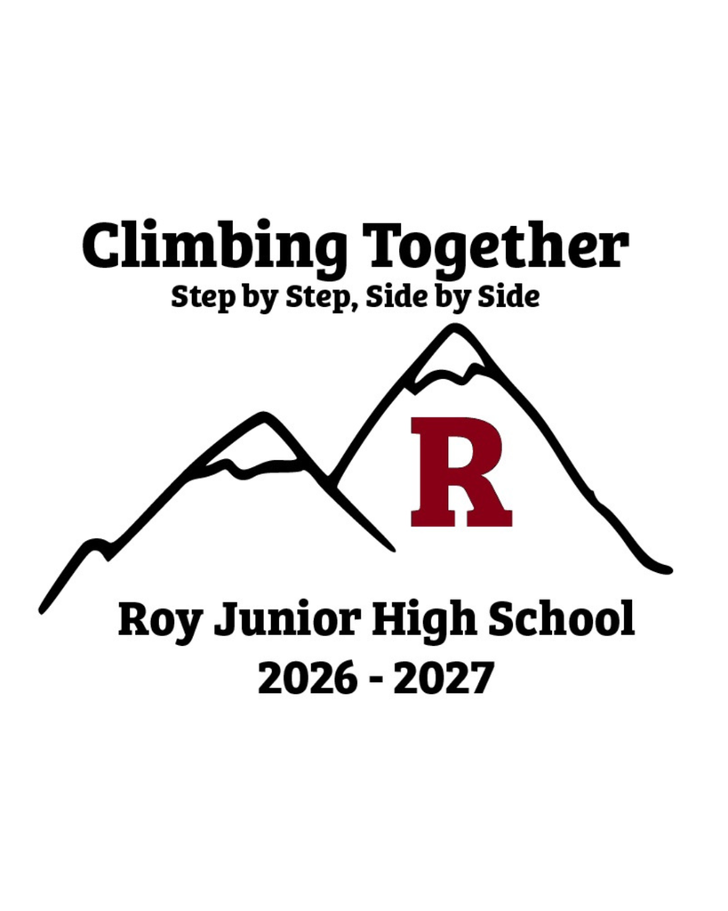 Roy Jr high logo of a mountain, climbing together; step by step, side by side. Roy Jr High school 2026-2027
