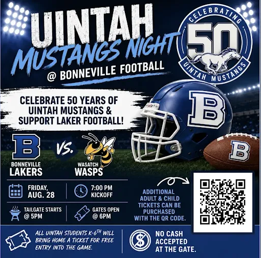 Uintah Mustangs Night Flyer for Bonneville Football Game