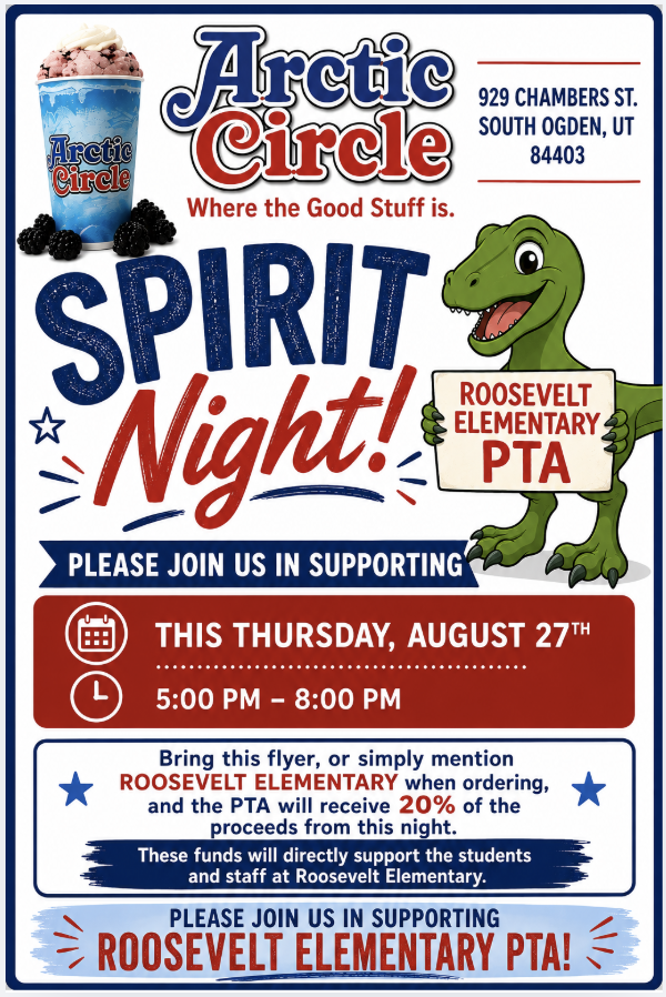flyer to support the pta spirit night at Arctic Circle- details in the caption