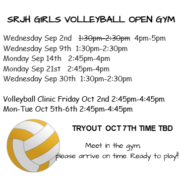 Updated OPEN Gyms for Girls Volleyball