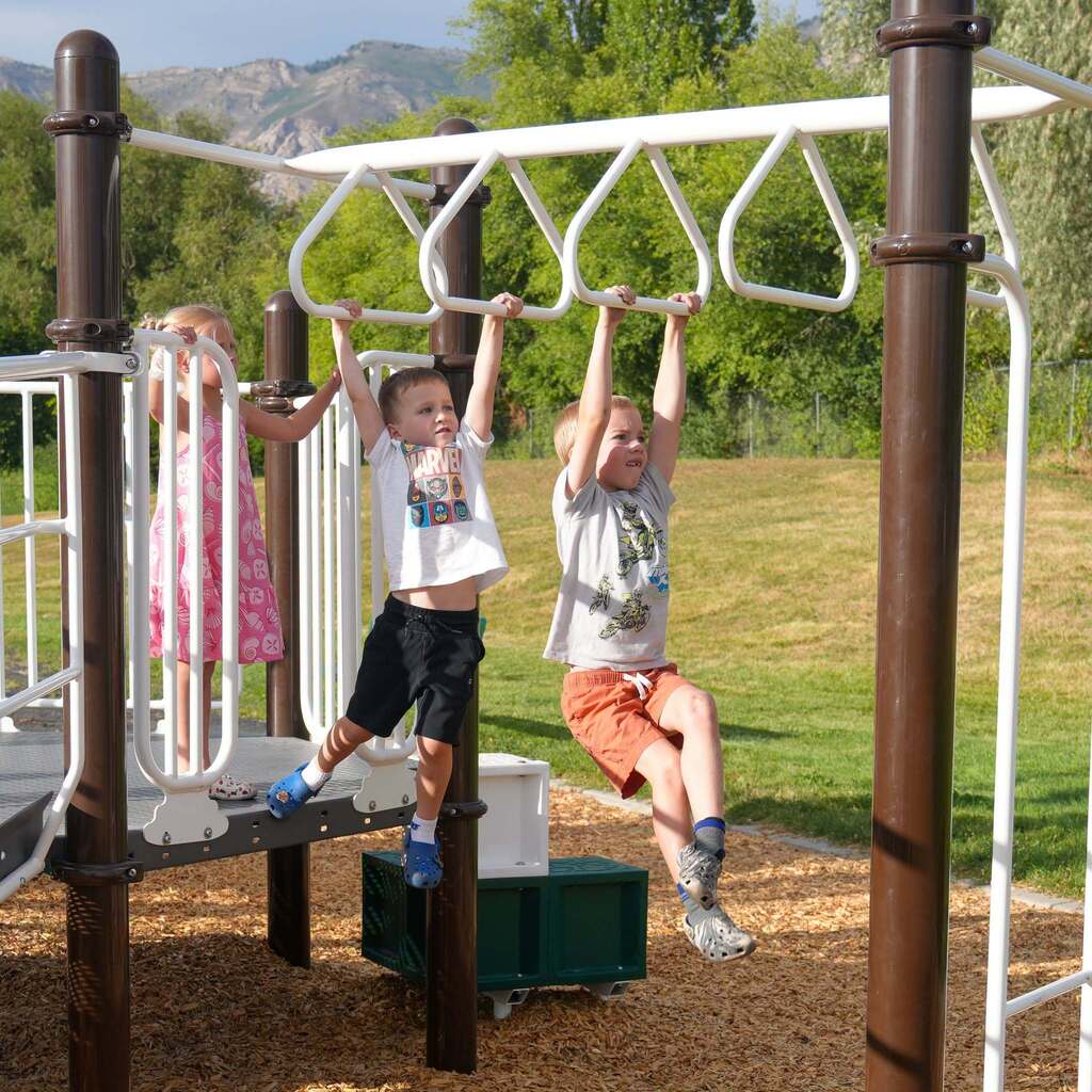 Children playing on the new playground.