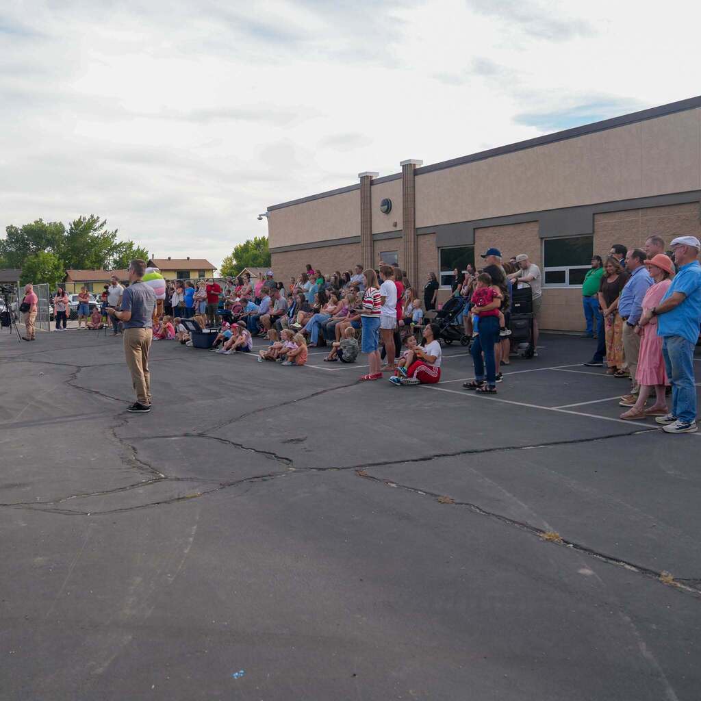 Crowd attending the ribbon cutting.