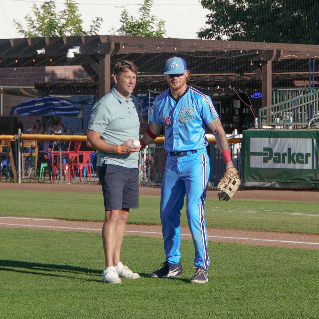 first pitch and catcher together
