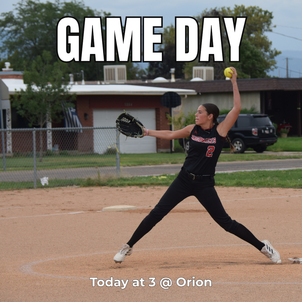 photograph of our Roy Jr Softball Pitcher throwing a ball in a game. Game Day. Today at 3 @ Orion