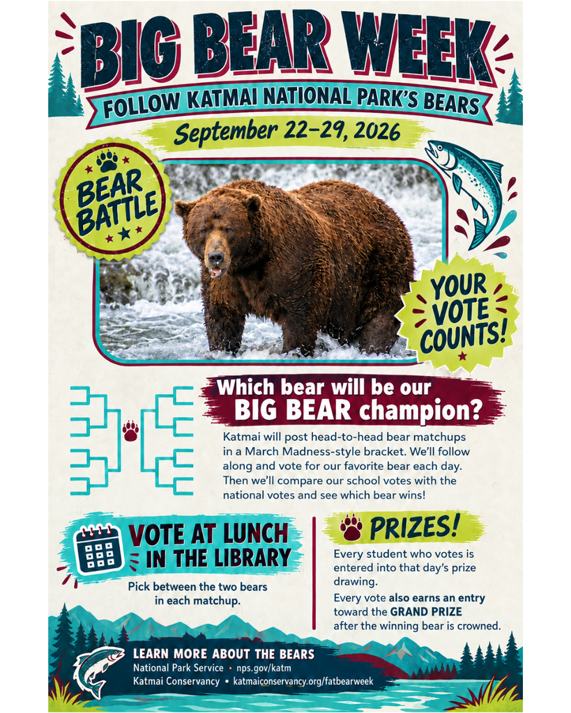 grizzly bear with text