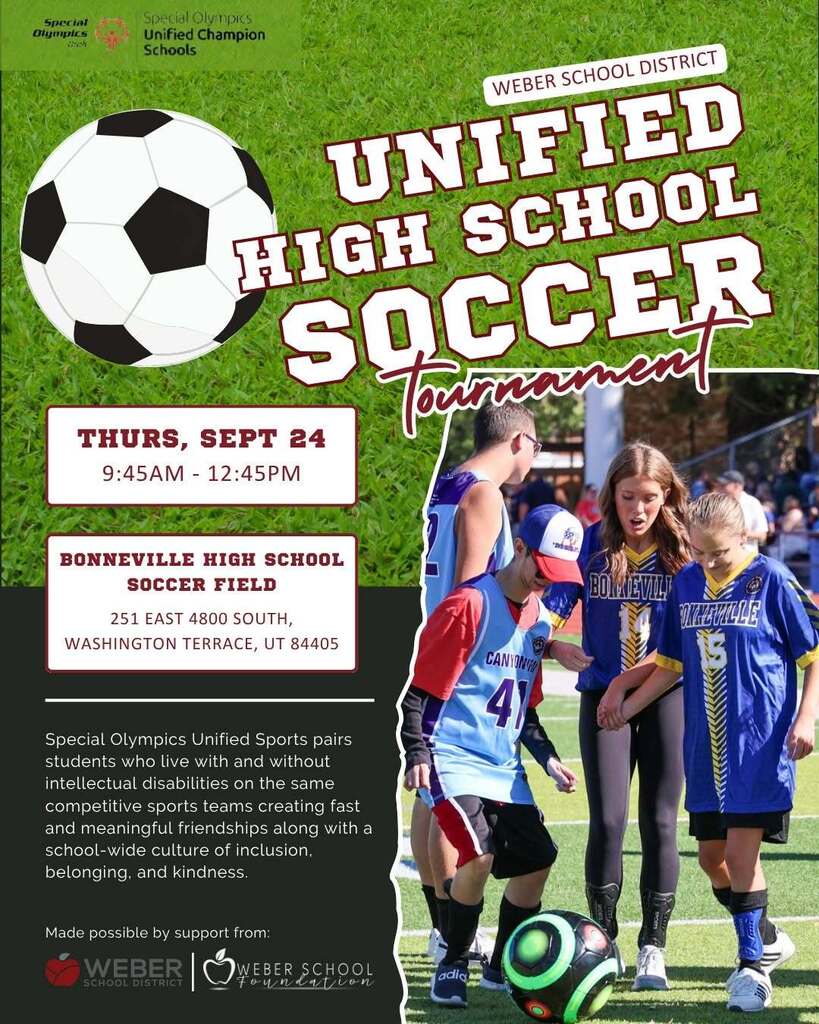 Unified Soccer Tournament at Bonneville High School on September 24th at 9:45AM